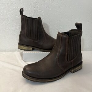 Eddie Moran Mens Slip-On Boots 6" Shoes Size 14D Brown Leather Chelsea 76C18M